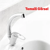 Klasik Kuğu Batarya Bulaşık Musluğu Lavabo Banyo Mutfak Bataryası Mermer Üstü Montaj Çift Su Giriş - 2