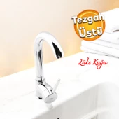 Lüks Kuğu Batarya Duş Bulaşık Musluğu Lavabo Banyo Mutfak Bataryası Mermer Üstü Çift Su Girişli - 1