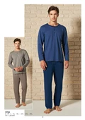 Pijadore Erkek Lacivert Viskon Uzun Kollu Pamuklu Pijama Takımı 1753 - 2