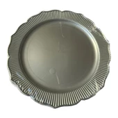 Davet Doğum Günü Parti Sert Plastik Yuvarlak Mika Tabak - 18 Cm. - Gri - 6'lı 10 Paket thumbnail 2