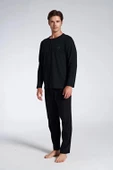 Pijadore Erkek Siyah %100 Pamuk Uzun Kollu Pamuklu Pijama Takımı 1750 - 2