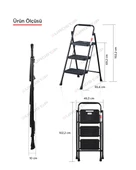 ERTEKPA 3 Basamak Siyah Merdiven Geniş Basamaklı EUROTOWER, ET3 - 8