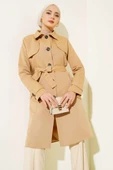 Düğmeli Kuşaklı Araboy Trençkot Camel thumbnail 2