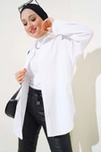 Gizli Düğmeli Basic Gömlek Beyaz thumbnail 1