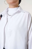 Gizli Düğmeli Basic Gömlek Beyaz thumbnail 4
