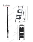 ERTEKPA 4 Basamak Siyah Merdiven Geniş Basamaklı EUROTOWER, ET4 - 8