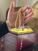 925 Ayar Altın Kaplama Diamond Eski Alman Katalin Tesbih - 1