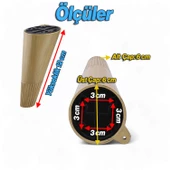 Açılı Konik 12 cm Açık Ceviz 4 Adet Ayak Mobilya Yükseltici Baza Ayağı Koltuk Kanepe Puf Ayakları - 4