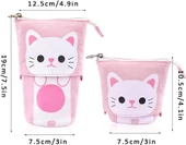 Valkyrie Sevimli Kedi Uzayabilen Teleskopik Kalem Kutu Makyaj Çantası Çok Amaçlı Çanta - 4