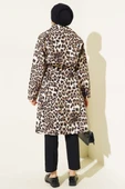 Kruvaze Yaka Leopar Desen Trençkot Leopar - 3