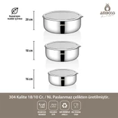 16 Parça Cool Prime Paslanmaz Çelik Tencere Seti & Çelik Saklama Kabı - 7