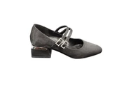 Ventes Yuvarlak Burun 4 Cm Kalın Topuk Lastik Tokalı Kadın Saten Topuklu Ayakkabı - 1