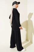 Önü Çımalı Tunik İkili Takım Siyah thumbnail 3