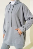 Paça Lastikli Kapüşonlu İkili Takım Kayrak Grisi thumbnail 4