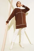 Çizgi Detaylı Basic Triko Tunik Kahve - 2