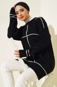 Çizgi Detaylı Basic Triko Tunik Siyah - 1
