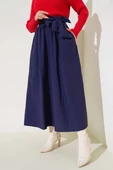 Kuşaklı Çan Etek Lacivert thumbnail 2