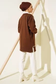 Çizgi Detaylı Basic Triko Tunik Kahve - 3