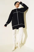 Çizgi Detaylı Basic Triko Tunik Siyah - 2