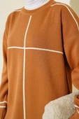 Çizgi Detaylı Basic Triko Tunik Latte - 4