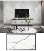 Renkli Duvarlar BS1763 60x30cm Shiny Net Gri Mermer Desenli  Yapışkanlı Karavan Prefabrik Banyo Duvar Kaplama Paneli thumbnail 4