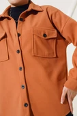 Çift Göğüs Cepli Düğmeli Ceket Kiremit thumbnail 4