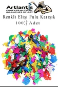 Elişi Pulu Karışık Şekilli 100 lü 1 Paket Renkli Şekilli Pul Yanardöner Payet Pırıltılı Süs Okul Öncesi Kreş Ana Sınıfı - 1
