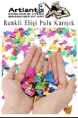 Elişi Pulu Karışık Şekilli 100 lü 1 Paket Renkli Şekilli Pul Yanardöner Payet Pırıltılı Süs Okul Öncesi Kreş Ana Sınıfı - 5