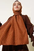 Dalga Desen İpeksi Jakar Şal Kahve thumbnail 1