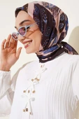 Etnik Desen Soft Pamuk Eşarp Siyah Pudra - 2