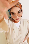 Etnik Desen Soft Pamuk Eşarp Camel - 1