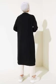 Boy Düğmeli Fitilli Uzun Hırka Siyah thumbnail 3
