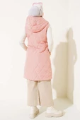 Kapüşonlu Çıtçıt Cepli Şişme Yelek Pudra thumbnail 3