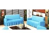 Altın Kelebek Bürümcük Koltuk Örtüsü Maxi Çekyat (3+3)-Mavi thumbnail 1