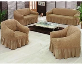 Altın Kelebek Bürümcük Koltuk Örtüsü Std Tk (3+2+1+1)-Bej thumbnail 1