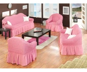 Altın Kelebek Bürümcük Koltuk Örtüsü Std Tk (3+2+1+1)-Pembe - 1