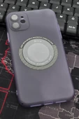 iPhone 11 Uyumlu Mor Renkli Yarı Şeffaf İnce Sert Kapak Kılıf Kamera Lens Korumalı thumbnail 1