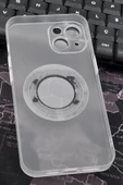 iPhone 14 Uyumlu Beyaz Renkli Yarı Şeffaf İnce Sert Kapak Kılıf Kamera Lens Korumalı thumbnail 5