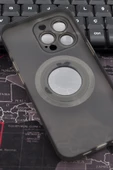 iPhone 13 Pro Uyumlu Siyah Renkli Yarı Şeffaf İnce Sert Kapak Kılıf Kamera Lens Korumalı thumbnail 5