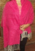 Mandaş Style El Dokuma Angora Bayan Şalı-Pembe - 1