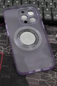 iPhone 13 Pro Max Uyumlu Mor Renkli Yarı Şeffaf İnce Sert Kapak Kılıf Kamera Lens Korumalı thumbnail 5