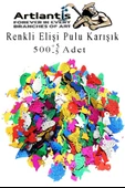 Elişi Pulu Karışık Şekilli 500 lü 1 Paket Renkli Şekilli Pul Yanardöner Payet Pırıltılı Süs Okul Öncesi Kreş Ana Sınıfı - 1
