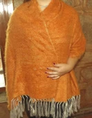 Mandaş Style El Dokuma Angora Bayan Şalı-Hardal - 1