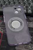 iPhone 13 Uyumlu Mor Renkli Yarı Şeffaf İnce Sert Kapak Kılıf Kamera Lens Korumalı thumbnail 5