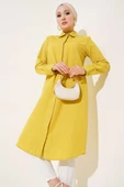 Uzun Model Klasik Yaka Tunik Fıstık Yeşili - 1