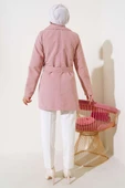 Yaprak Taşlı Pelerinli Trençkot Pudra thumbnail 3