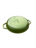 HOSSE 28 cm Yuvarlak Demir Döküm Grill Tava Çift Kulplu Yeşil - 3