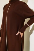 Asimetrik Kesim Uzun Triko Tunik Kahve thumbnail 4