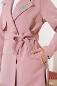 Yaprak Taşlı Pelerinli Trençkot Pudra thumbnail 4