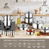 20 Parça Master Prime Paslanmaz Çelik Tencere Çeyiz Seti & Çelik Saklama Kabı - 1